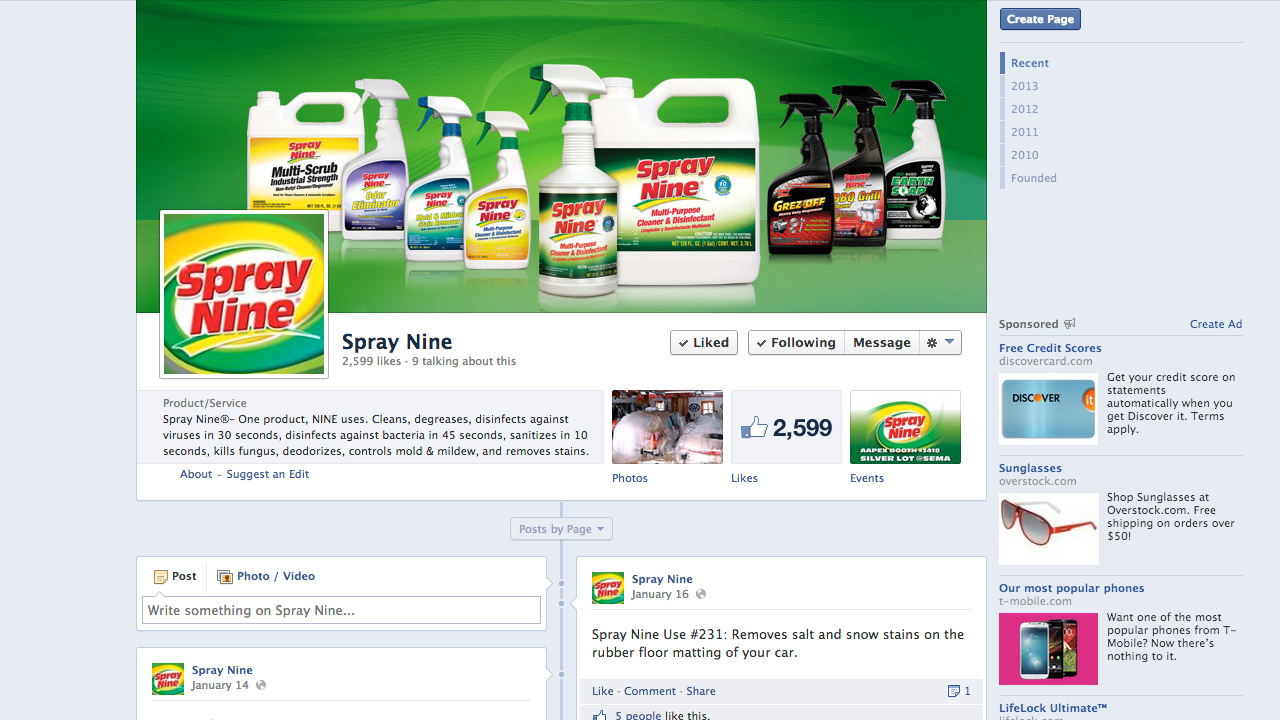 Spray Nine Facebook Page